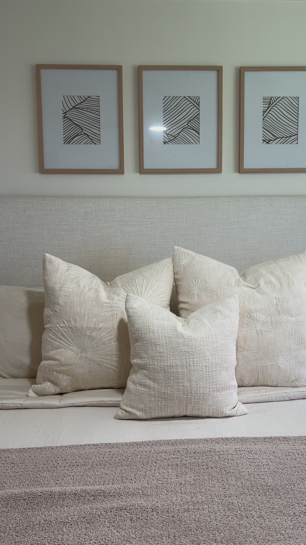 Island Fan Palm Embroidered Pillow | Large Pattern