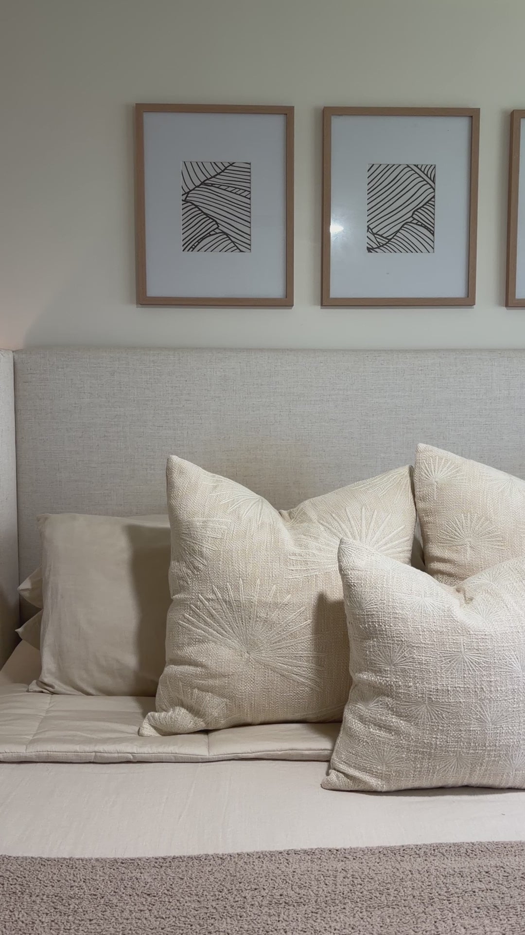 Island Fan Palm Embroidered Pillow | Large Pattern